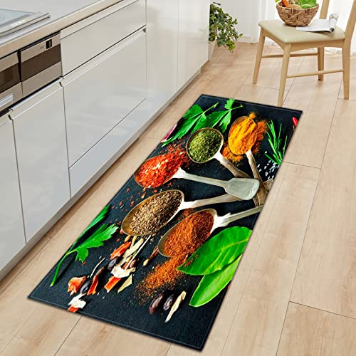 GOKSEL Teppich Läufer Farben & Gewürze KüChenteppich Waschbar rutschfest Teppich Küche, Teppichläufer Küchenläufer für Flur, Küche, Schlafzimmer 50 x 80cm von GOKSEL