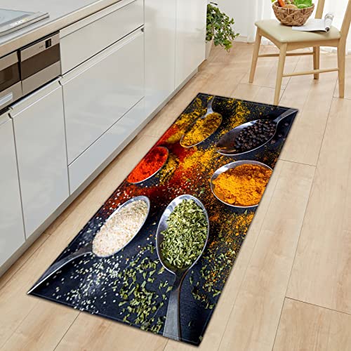 GOKSEL rutschfeste Küchenmatten Farben & Gewürze Teppiche Waschbare Gummiunterlage Fußmatte Mikrofaser Teppichset 50 x 140cm von GOKSEL