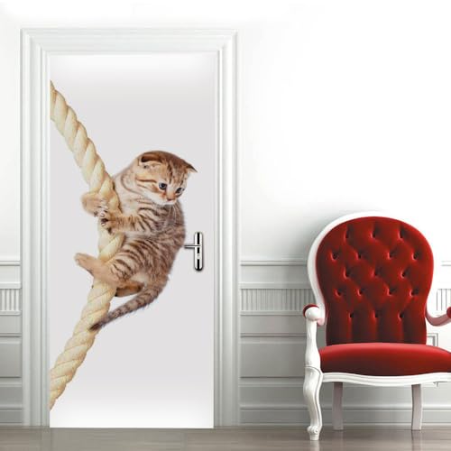 Selbstklebende 3D Tür Wandbilder aufkleber Katze Diy Home Design Sonderanfertigung Tapete B100 x H200cm von GOKSEL