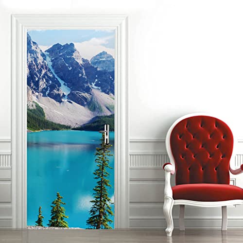 Selbstklebende 3D Tür Wandbilder aufkleber Landschaft mit Berg Diy Home Design Sonderanfertigung Tapete B100 x H200cm von GOKSEL