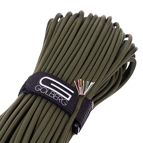 GOLBERG G Golberg 280 kg Militär-Spezifikation Typ III integrierter Angeldraht, wasserdicht, Feuerzunder, Paracord/Fallschirmseil für Camping im Freien – 11 Leinen in einem von GOLBERG G