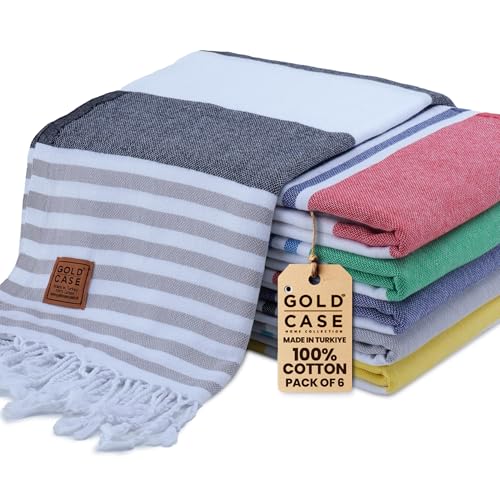 Gold Case, Türkisches Strandtuch-Set, 6 Stück, aus 100% Baumwolle, übergroße Strandtücher, 178 x 96 cm, Olympos, extragroße Strandtücher, schnelltrocknend und sandfrei, Mehrfarbig-2 Gold Case, Türkisches Strandtuch-Set, 6 Stück, aus 100% Baumwolle, übergroße Strandtücher, 178 x 96 cm, Olympos, extragroße Strandtücher, schnelltrocknend und sandfrei, Mehrfarbig-2 von GOLD CASE HOME COLLECTION