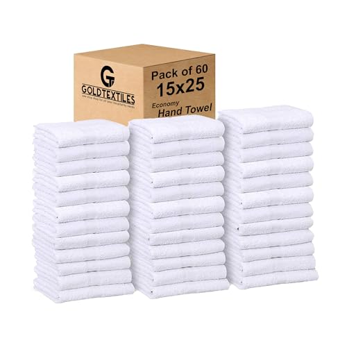 GOLD TEXTILES Großpackung 60 Stück (5 Dutzend) Weiß Economy 38,1 x 63,3 cm Basic Handtuch – 1 kg/dz von GOLD TEXTILES