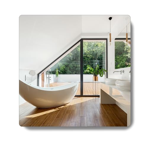 GOLD&CHROME UNIQUE DESIGN Quadratischer Rahmenloser Wandspiegel - Abgeschrägte Kanten - Aus Kristall Gefertigt - Moderner Spiegel für das Badezimmer - Minimalistischer Stil - 60 x 60 x 1,8cm von GOLD&CHROME UNIQUE DESIGN
