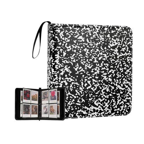 240 Taschen Tragbares Binder Fotoalbum Buch für i-Type quadratische Polaroid-Fotos und Instax Wide Filmbilder (schwarz weiß gesprenkelt) von GOLDBARLEY