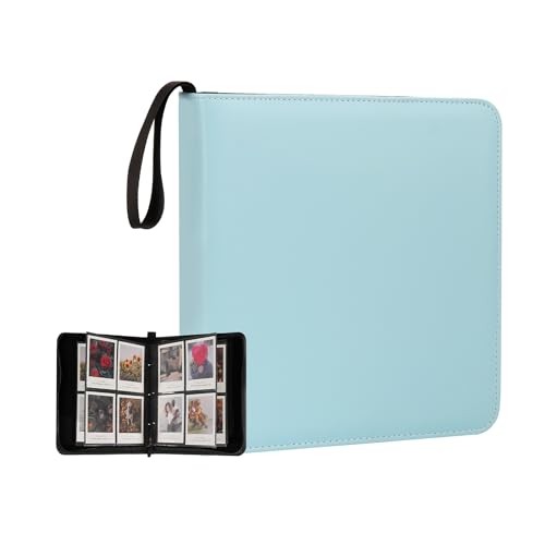 Tragbares Fotoalbum mit 240 Fächern, für quadratische Polaroid-Fotos und Instax-Weit-Filmbilder, Himmelblau von GOLDBARLEY