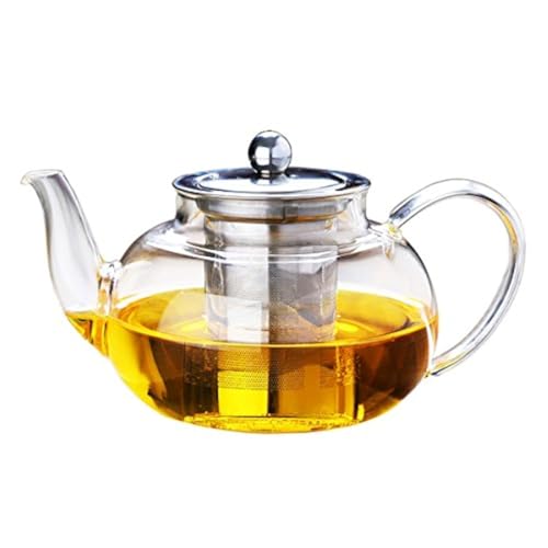 GOLDBEARUK Glas-Teekanne mit Edelstahl-Teesieb und Aroma-Filtersystem, 800 ml von GOLDBEARUK