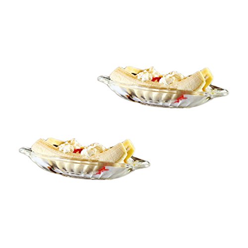 GOLDBEARUK Glasschalen für Bananensplit-Eis - Klassisches Glasdesign - Set mit 2 Stück (24 cm, 180 ml) von GOLDBEARUK