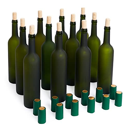 GOLDBEARUK Leere Weinglasflaschen, 750 ml, 12 Stück, grün (Frosted Green) von GOLDBEARUK
