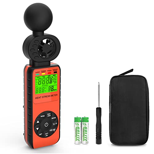Digitaler Anemometer Windmesser Handheld, GOLDCHAMP Windgeschwindigkeitsmesser Anemometer Hintergrundbeleuchtung Wind Speed Meter mit Gauge,Windgeschwindigkeit/Temperatur/Luftfeuchtigkeit von GOLDCHAMP