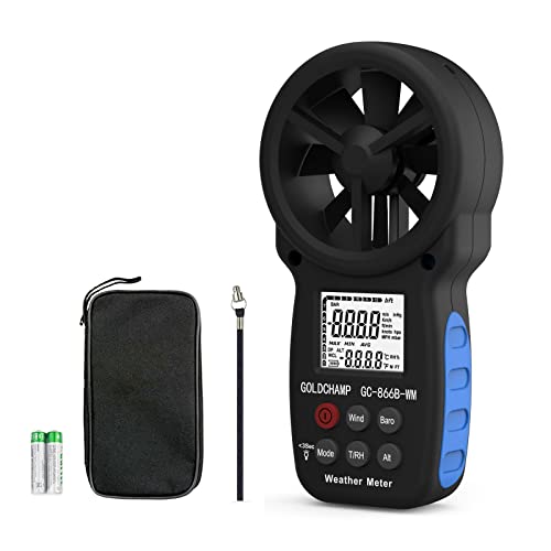 GOLDCHAMP Windmesser Windmessgerät，Digitales Flügelrad Anemometer Luftstrommesser 30m/s,Airflow Meter to Measure Wind Speed Temperaturmessgerät für HVAC Windsurfen Segeln Surfen von GOLDCHAMP