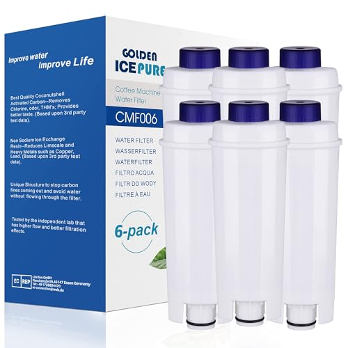 GOLDEN ICEPURE Wasserfilter Kaffeevollautomat Kompatibel mit De'Longhi DLSC002, SER3017 & 5513292811, ECAM, ESAM, ETAM, BCO, EC-Serie,6 stück von GOLDEN ICEPURE