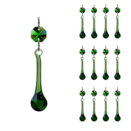 12 Stück Regentropfen-Kristall-Kronleuchter-Prismen-Teile, hängende Kristallperlen für Kronleuchter, Heimdekoration von GOLDENHAITAI