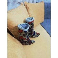 Weihnachtsstiefel, Handgemachter Teppichstiefel, Weihnachtssocken, Noelsocken, Vintage Teppichstiefel, Zierstiefel, Teppichstiefel, Paar von GOLDENRUG