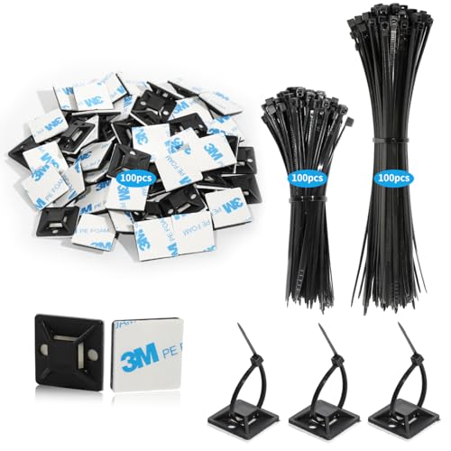 GOLDEROC 200 Stück Kabelbinder Schwarz Set 100mm/150mm und 100 Stück kabelhalter selbstklebend 25mmX25mm, Kabelklemmen Kabelschellen für effektives Kabelmanagement und sichere Kabelbefestigung. GOLDEROC 200 Stück Kabelbinder Schwarz Set 100mm/150mm und 100 Stück kabelhalter selbstklebend 25mmX25mm, Kabelklemmen Kabelschellen für effektives Kabelmanagement und sichere Kabelbefestigung. von GOLDEROC