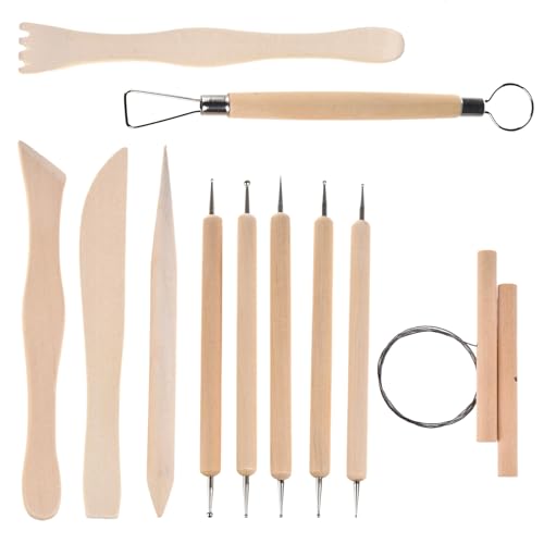 GOLDEROC 11 Stück Töpferset Modellierwerkzeug, Modelliermasse, Polymer Clay, Keramik Bemalen Ton Werkzeug Set für Modellbau Schnitzarbeiten Kerzenherstellung DIY-Handwerk Carving Skulptur Anfänger von GOLDEROC