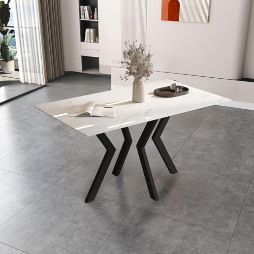 GOLDFAN Esstisch Moderner Küchentisch Esszimmertische mit Metallbeinen für Esszimmer Wohnzimmer Küche, Weiß Marmor, 110 cm GOLDFAN Esstisch Moderner Küchentisch Esszimmertische mit Metallbeinen für Esszimmer Wohnzimmer Küche, Weiß Marmor, 110 cm von GOLDFAN
