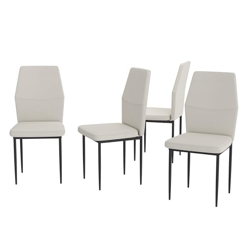 GOLDFAN Esszimmerstühle 4er Set Hochlehniger Moderner Küchenstühle Stühle esszimmer Stoff Wohnzimmersessel für Wohnzimmer Küche Büro, Beige von GOLDFAN