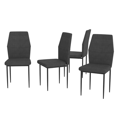 GOLDFAN Esszimmerstühle 4er Set Hochlehniger Moderner Küchenstühle Stühle esszimmer Stoff Wohnzimmersessel für Wohnzimmer Küche Büro, Schwarz von GOLDFAN