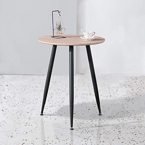 GOLDFAN Runder Esstisch, kleiner Retro-Loungetisch, kleiner Tisch mit Metallbeinen für Zuhause und Büro (nur Tisch) (60 cm, Holz) von GOLDFAN