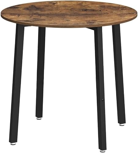 GOLDFAN Runder Esstisch Holzmuster Tisch Rund Küchentisch Esszimmertisch mit Metallbeine für Büros Wohnungen Restaurants,90x90x75cm (Holz) von GOLDFAN