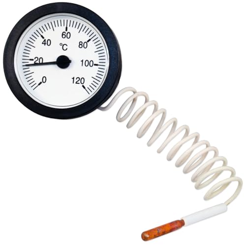 GOLDMAN SERVICE Präzises Haarthermometer von 0 – 120 °C, Temperaturmessgerät mit Sensor, Fernbedienung und leicht ablesbares Zifferblatt, ideal für Wasser, Gas und Flüssigkeiten von GOLDMAN SERVICE