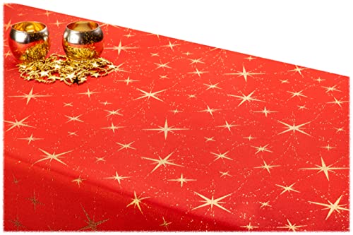 GOLDMAR Weihnachtstischdecke Fleckenresistente Schmutzabweisend Zweiseitig Tischdecke Weihnachten Advent - Polyester Lamatex Elegante Weihnachtstisch Deko (100x100 cm, Rot-Muster-01) von GOLDMAR