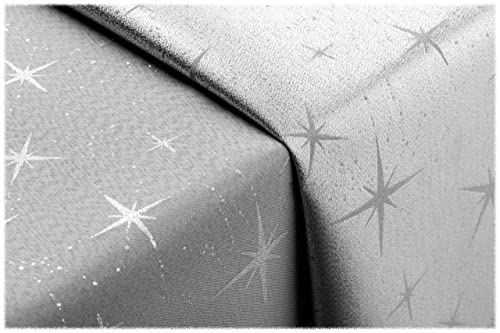 GOLDMAR Weihnachtstischdecke Fleckenresistente Schmutzabweisend Zweiseitig Tischdecke Weihnachten Advent - Polyester Lamatex Elegante Weihnachtstisch Deko (140x240 cm, Grau-Muster-01) von GOLDMAR