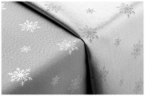 GOLDMAR Weihnachtstischdecke Fleckenresistente Schmutzabweisend Zweiseitig Tischdecke Weihnachten Advent - Polyester Lamatex Elegante Weihnachtstisch Deko (150x300 cm, Grau-Muster-02) von GOLDMAR