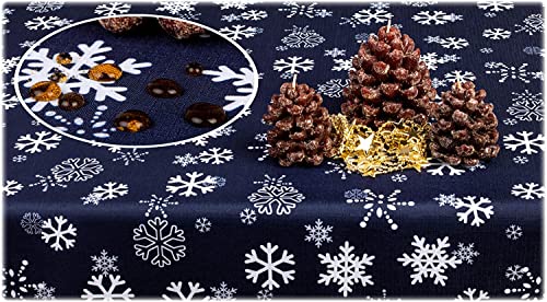 GOLDMAR Weihnachtstischdecke Fleckenresistente Schmutzabweisend Zweiseitig Tischdecke Weihnachten Advent - Polyester Rot Grau Elegante Weihnachtstisch Deko (110x150 cm, Dunkelblau) von GOLDMAR