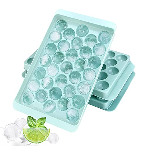 Eiswürfelschale Runde, Mini Eiswürfelform Bälle, 3er-Pack Blau Eiswürfelbehälter für Gefrierschrank, Runde Eiswürfel, 99PCS Ice Ball - Einfaches Lösen für Whisky, Cocktail, Kaffee, Saft von GOLDNICE