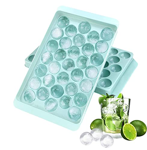 Eiswürfelschale Runde, Mini Eiswürfelform Bälle, 1er-Pack Blau Eiswürfelschalen für Gefrierschrank, runde Eiswürfel, 33PCS Ice Ball - Einfaches Lösen für Whisky, Cocktail, Kaffee, Saft von GOLDNICE