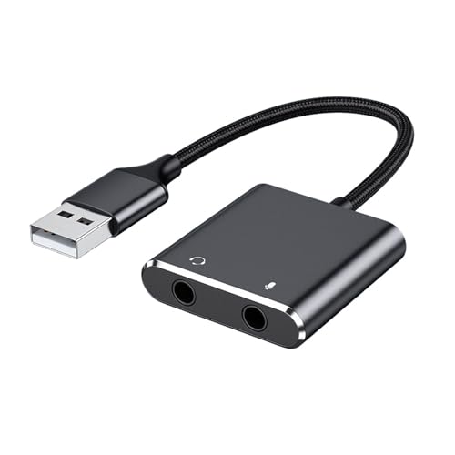 GOLOVENLD USB-Soundkarten-Adapter, externer Soundadapter, Stereo-Soundkartenkonverter, 3,5 mm AUX-Mikrofone für Laptops von GOLOVENLD
