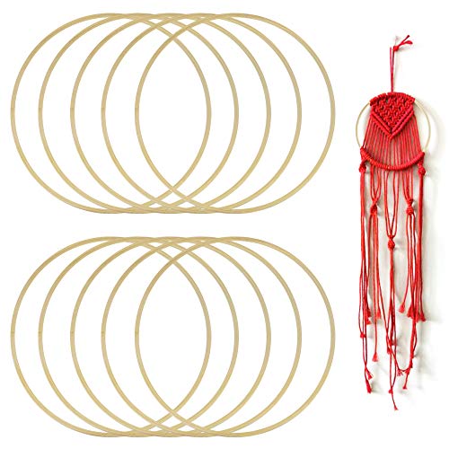 GOLRISEN 10 Stück Traumfänger Ring 20cm Holzring Craft Blumenkranz DIY Dreamcatcher Ringe Makramee Ringe Bambus Basteln Ring Drahtringe für Dreamcatcher DIY Handwerk Hochzeit Weinachten Dekorationen von GOLRISEN