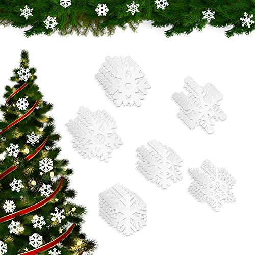 GOLRISEN 100 Stücke Weihnachten Schneeflocken Deko Schneeflocke Holz Weihnachtsbaumschmuck Schneeflocke Weiß Weihnachtsdeko Schneeflocken zum Aufhängen Schneeflocke Weihnachtsbaum für Basteln von GOLRISEN