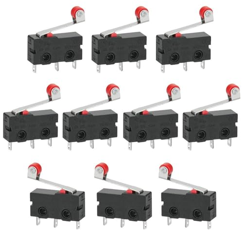 GOLRISEN 10 Stück Mikroschalter Endschalter mit Rollenhebel 250V 5A SPDT 1NO 1NC Endlagenschalter Schwarz Mini Miniatur Schalter Limit Switch 3 Pins für Mechanik Elektronische Geraete Automaten von GOLRISEN
