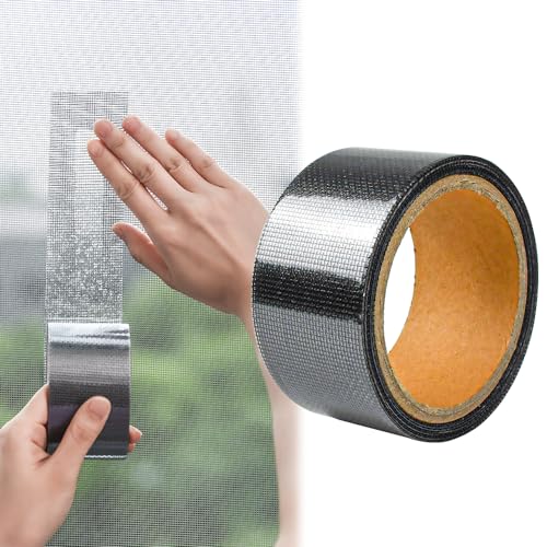 GOLRISEN Fliegengitter Reparaturband 5cm*5m Fenster Reparaturband Selbstklebend Schwarz Fliegengitter Reparatur Klebeband Glasfaser Reparatur Band für Reparatur Fenster Tür Insektenschutz Träne Löcher von GOLRISEN