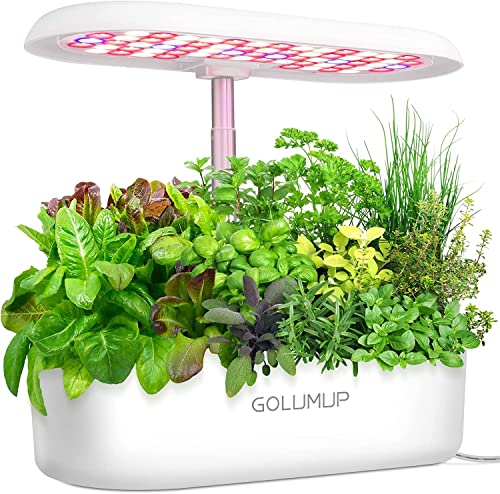 GOLUMUP Hydroponisches Anzuchtsystem Smart Garden mit Automatisches Timer 26W LED Pflanzenlampe und 12 Hülsen Indoor Kräutergarten Höhenverstellbar bis zu 50cm von GOLUMUP