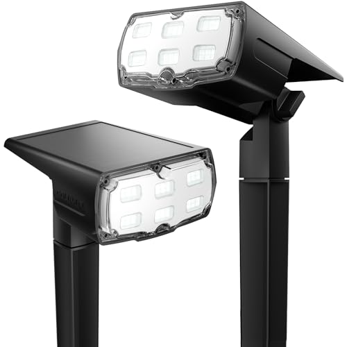 GOLUMUP Solarleuchten Garten, 36 LEDs Solar Gartenleuchte Solarstrahler mit IP67, 2 Helligkeitsstufe, Solarlampe für Außen, Hof, Garage usw. 2 Stück - Kaltweiß von GOLUMUP