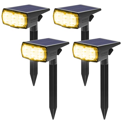 GOLUMUP Solarleuchten Garten Solarstrahler Solarlampe Bunt/RGB, 8 Farben und 1 Regenbogenfarbe, LED Solar Gartenleuchte IP67 Wasserdicht für Außen Hof Terrasse Halloween Weihnachten Festivals 2 Stück von GOLUMUP