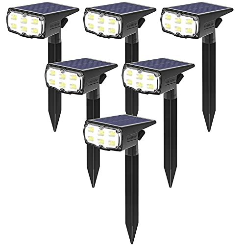 GOLUMUP Solarleuchten Garten, 36 LEDs Solar Gartenleuchte Solarstrahler IP67, 2 Helligkeitsstufe, Solarlampe für Außen, Hof, Garage usw. 6 Stück - Kaltweiß von GOLUMUP