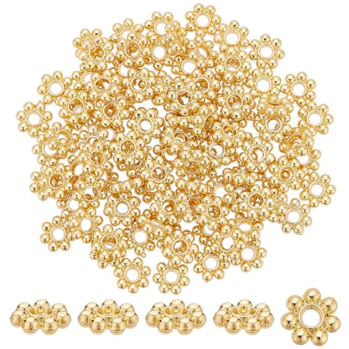 GOMAKERER 100 Stück Blumen-Abstandsperlen 5.5mm, Echte 18K Vergoldete Granulatperlen Legierung Flache Runde Florale Abstandsperlen Lose Abstandsperlen Aus Metall Zur Schmuckherstellung, DIY-Basteln GOMAKERER 100 Stück Blumen-Abstandsperlen 5.5mm, Echte 18K Vergoldete Granulatperlen Legierung Flache Runde Florale Abstandsperlen Lose Abstandsperlen Aus Metall Zur Schmuckherstellung, DIY-Basteln von GOMAKERER