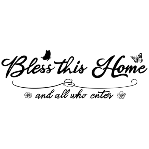 GOMAKERER 2 Blatt Gesegnete Aufkleber 2 Styles Home Eingangsbereich Buchstaben Aufkleber Reines Schwarzes Vinyl Wandtattoo Für Zimmer Eingangsbereich Familie Heimdekoration von GOMAKERER