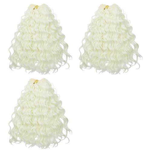 GOMAKERER 3 Stück Puppenperücke Puppe Kurzes Gewelltes Haar Künstliche Hochtemperaturseide Puppenperücke Nudeln Dauerwellen Frisur Lockige Frisur Zum Basteln Puppenperücken Gestalten Puppen Beige von GOMAKERER