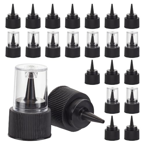 GOMAKERER 30 Stück Quetschflaschenverschlüsse 24/410 Twist Top Caps Schwarze Quetschspenderdeckel Ersatzkappen Für Quetschflaschen Klebstoffflaschen Aquarellflaschen von GOMAKERER