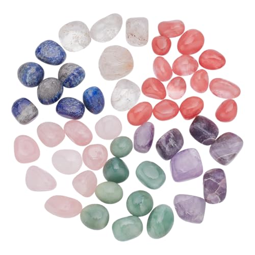 GOMAKERER 420g 6 Stile Trommelsteine Kristalle Natürliche Synthetische Polierte Steine Verschiedene Chakra Edelsteinperlen Für Heimwerkerarbeiten Aquarium Teich Heimtextilien von GOMAKERER