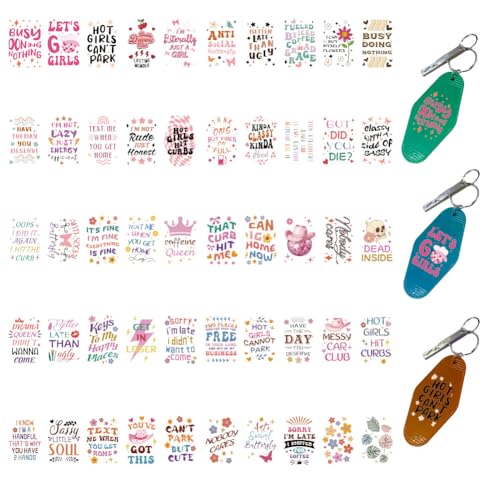 GOMAKERER 50 Stile UUV DTF Cup Wraps, 10 Blatt Lustige Freche Aufkleber Zum Aufreiben Lustige Mädchen PVC Wasserdicht Transfer Dekoration Für Selbstgemachte Flaschen Getränke Marmelade von GOMAKERER