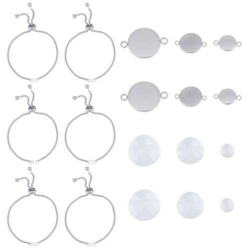 GOMAKERER 6 Set Verstellbare Armbänder 24cm, 304 Schieber Für Cabochon Armbänder Aus Edelstahl Schmuckverbinder Mit Cabochons Aus Klarem Glas Für Die Schmuckherstellung von Armbändern von GOMAKERER