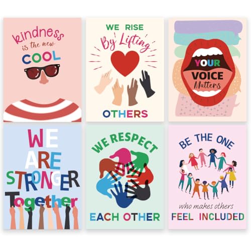GOMAKERER 6 Stück Poster Zum Thema Freundlichkeit, Bunte Diversity Poster Ungerahmte Poster Mit Körperelementen Inspirierende Multikulturelle Klassenzimmerdekoration Für Klassenzimmer Zu Hause 40x30cm von GOMAKERER