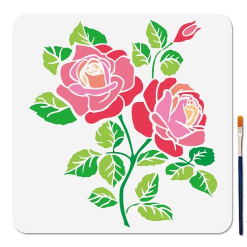 GOMAKERER Bloom Rose Schablonen Zum Malen Blumen DIY Dekorative Schablone Wiederverwendbare Farbschablone Zum Bemalen Auf Wänden Möbeln Basteln Holz Heimdekoration, 30x30cm GOMAKERER Bloom Rose Schablonen Zum Malen Blumen DIY Dekorative Schablone Wiederverwendbare Farbschablone Zum Bemalen Auf Wänden Möbeln Basteln Holz Heimdekoration, 30x30cm von GOMAKERER